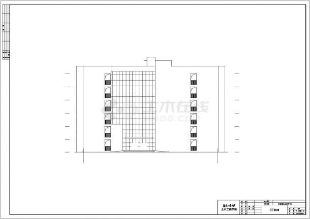 长沙某商业街6500平米6层框架结构商业办公楼建筑设计CAD图纸-图一