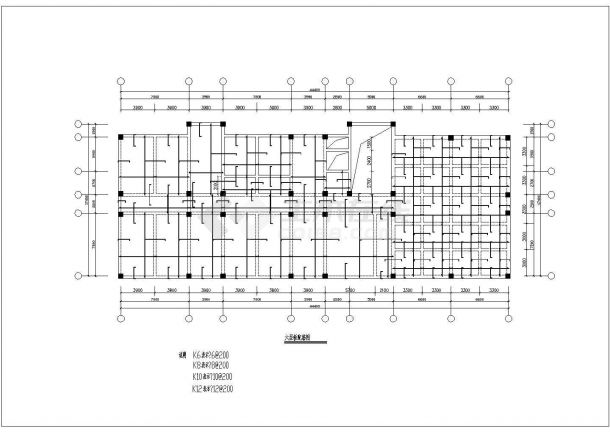 扬州市某集团公司7200平米6层框架结构办公楼结构设计CAD图纸-图二