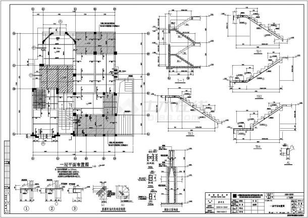 某二层异形柱框架剪力墙结构别墅设计cad全套建筑施工图（含设计说明，含结构设计）-图二