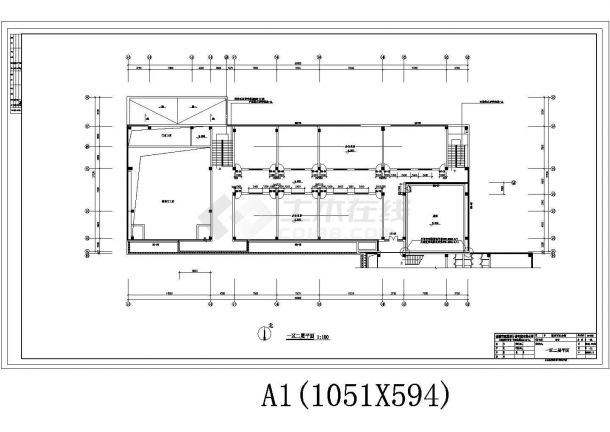 纪念馆附馆装修施工设计方案CAD图-图一