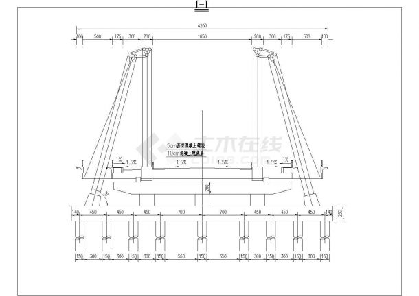 某提篮拱桥型CAD结构设计布置图-图一