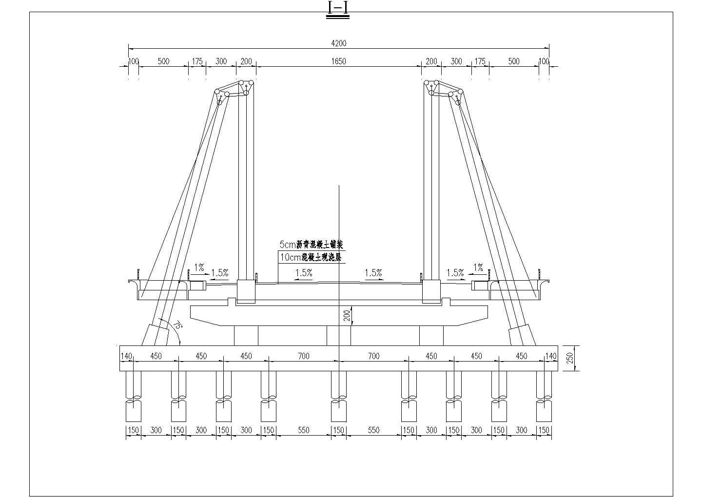 某提篮拱桥型CAD结构设计布置图