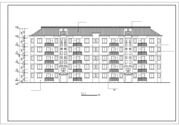 3500平米6层框混结构住宅楼平立剖面设计CAD图纸（含夹层）-图二