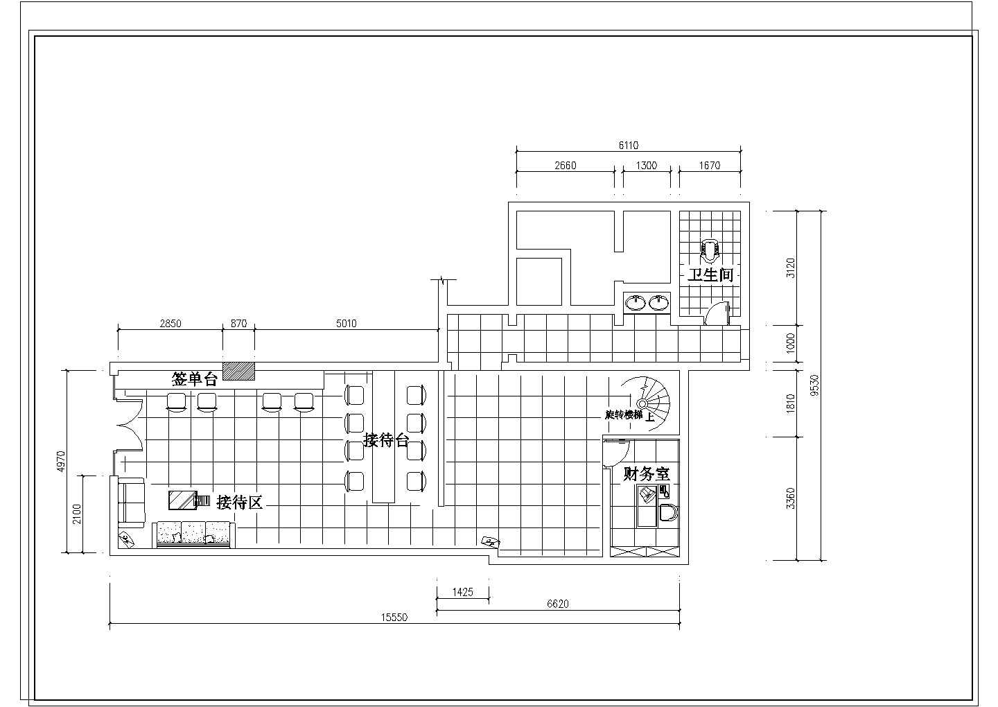 某网通营业厅装修基础CAD平面布置参考图