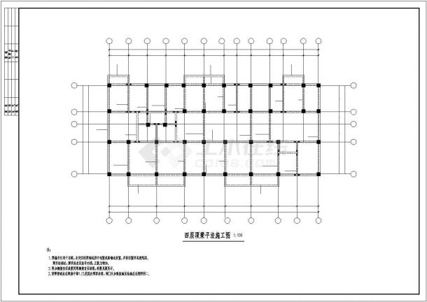 榆林市某小区6+1层框混结构住宅楼全套结构设计CAD图纸-图二
