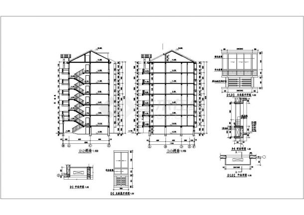 哈尔滨市某小区3500你闺蜜6层砖混结构住宅楼建筑设计CAD图纸-图二