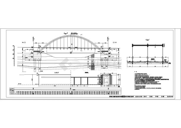 某西河玉带桥1-72米中承式钢管拱CAD结构设计图纸-图一