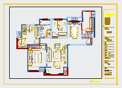 美式-3室2厅1卫住宅装修施工图