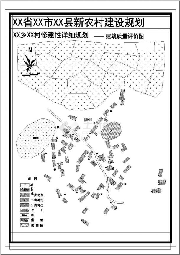 安徽省黄山市某村修建性详细规划CAD图纸【含给排水管线图，景观规划图】-图二