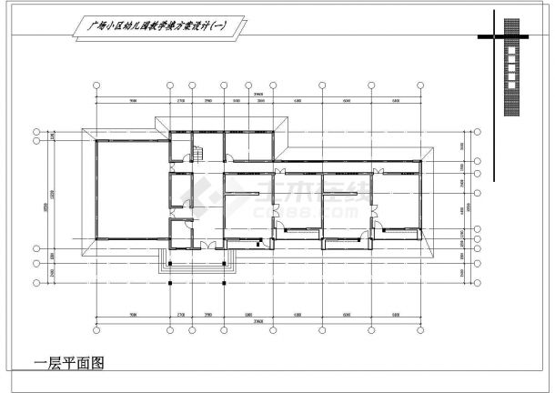 982平方米二层广场小区幼儿园方案设计cad图(带效果图，共六张)-图二