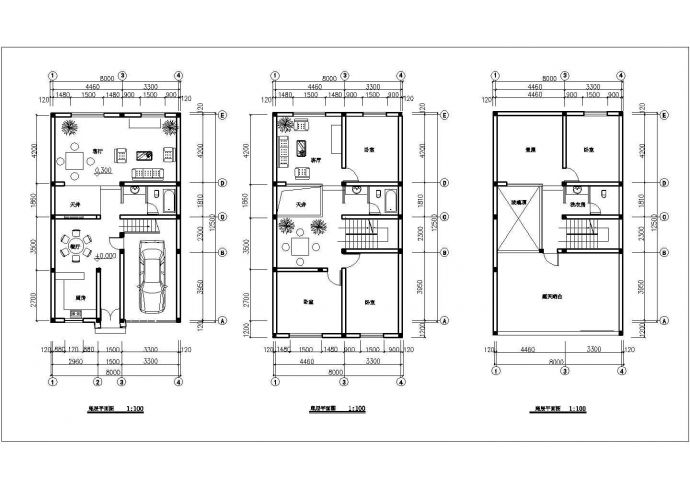 某三层框架结构民用住宅设计cad建筑方案图（含结构设计）_图1