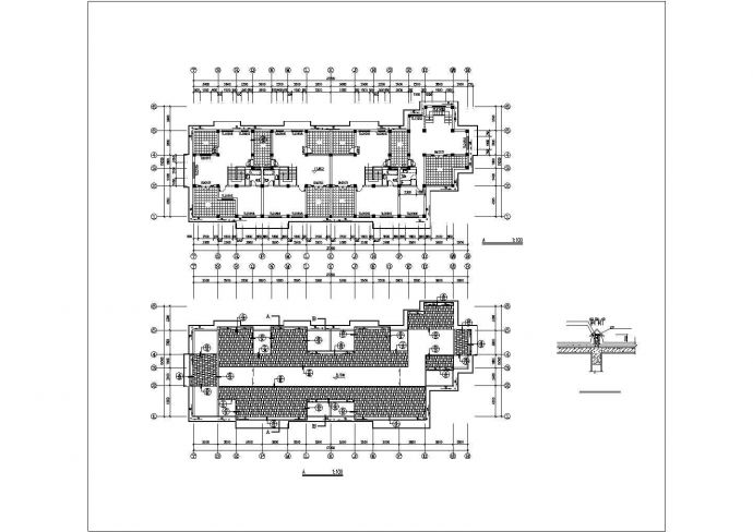 湖州市某四栋联排式7层砖混结构商住楼建筑设计CAD图纸（1-2层商用）_图1
