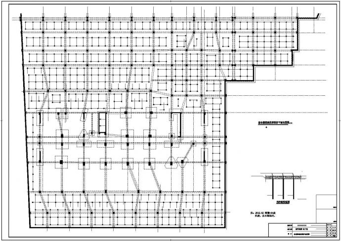 哈尔滨市某大型商业大厦单层剪力墙结构地下车库平面结构设计CAD图纸_图1