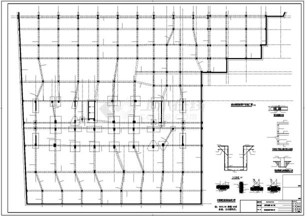 哈尔滨市某大型商业大厦单层剪力墙结构地下车库平面结构设计CAD图纸-图二