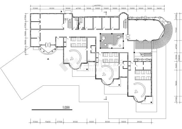 二层六班幼儿园建筑施工cad图(含平立剖面图，共五张)-图二