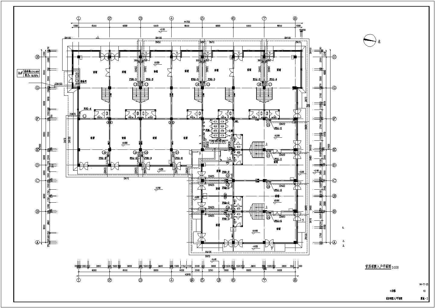 某商业街多层住宅地暖全套施工设计cad图（含首层采暖入户平面图 ）