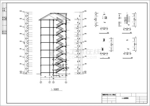 常州某小区4500平米7层框架结构住宅楼平立剖面设计CAD图纸（1层6户）-图一