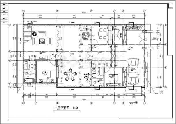 厦门市某度假村1100平米2层框架私人民宿建筑设计CAD图纸-图一