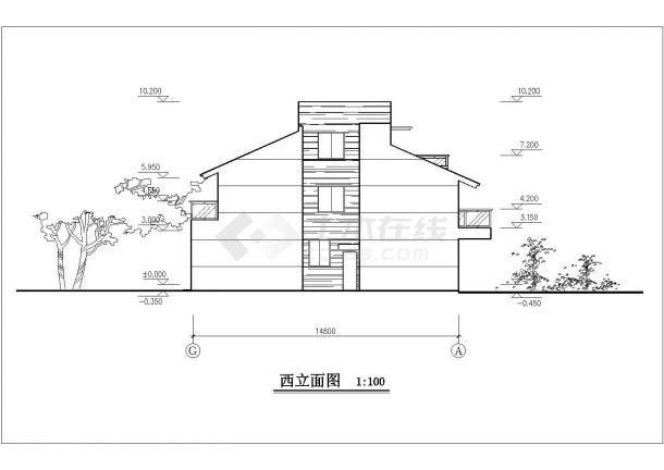丽江市某别墅区290平米3层砖混别墅平立剖面设计CAD图纸（含总图）-图一