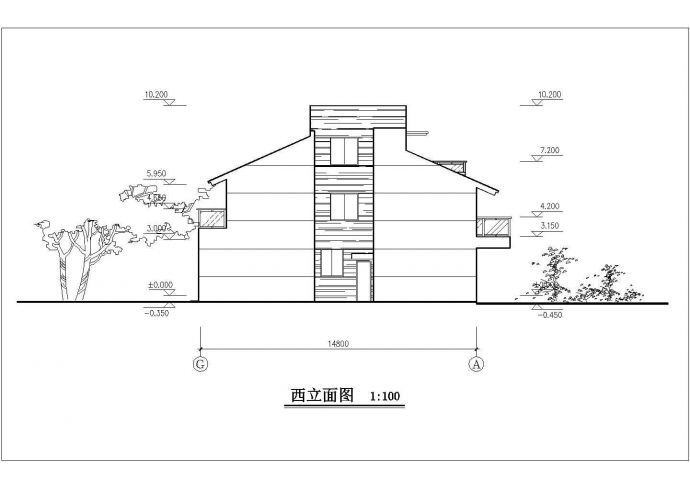 丽江市某别墅区290平米3层砖混别墅平立剖面设计CAD图纸（含总图）_图1