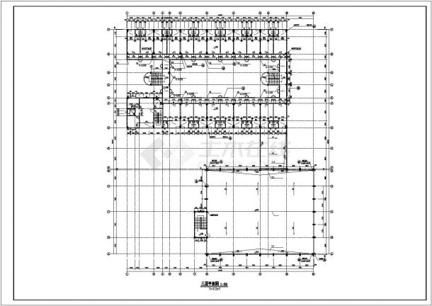 长春市某工厂4300平米四层框架结构宿舍楼建筑设计CAD图纸-图二