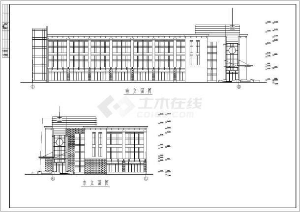 2677.9平米三层框架办公楼工程量计算及施工组织（含建筑结构施工图、平面图、进度图、网络图）-图二