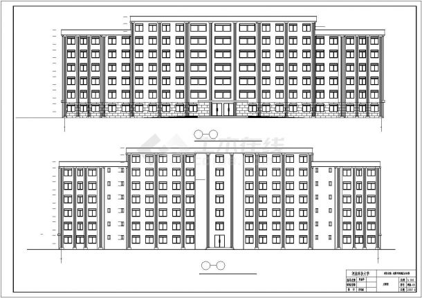 某大学6900平米钢筋混凝土结构办公楼全套建筑设计CAD图纸-图二