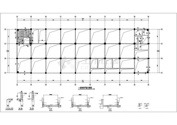 珠海市某服装厂9000平米五层框架结构加工车间结构设计CAD图纸-图一