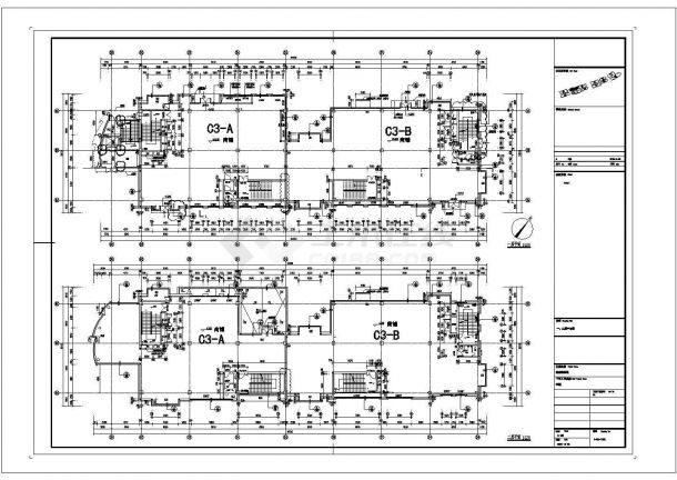 3层婚纱商业城建筑设计施工图-图一