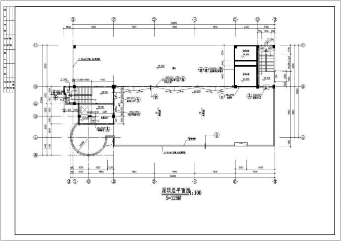 某4340㎡地上六层框架结构办公楼建筑施工CAD图纸，包含建筑说明，四层平面图，剖面图等。(CAD，15张图纸)_图1