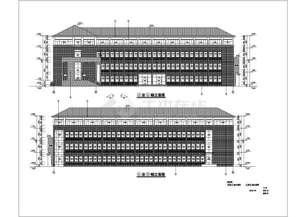 沈阳某学校1万平米4层框架结构教学综合楼全套建筑设计CAD图纸-图二