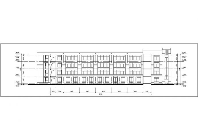 南京某学校9200平米4层框架结构教学综合楼平剖面设计CAD图纸_图1
