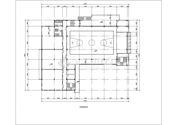 珠海市某小学2100平米食堂+体育馆综合楼平剖面设计CAD图纸-图二