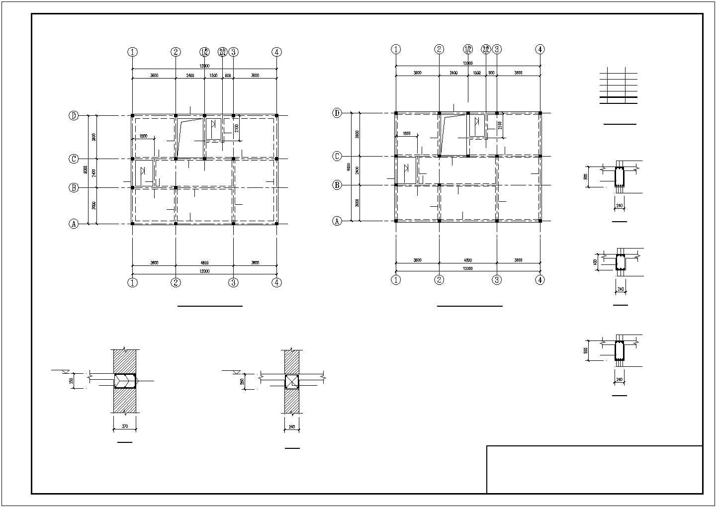 某乡村三层砌体农村住宅楼建筑设计结构CAD资料