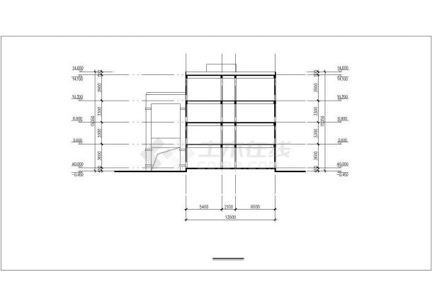 慈溪市某实验小学2900平米4层框架教师办公楼平剖面设计CAD图纸-图一