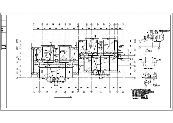 某地区五层带底框砖混住宅楼建筑设计结构CAD资料-图二