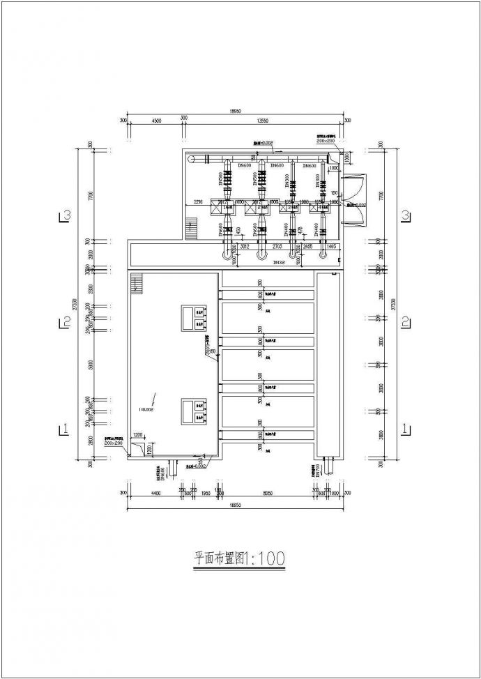 北京市南五环地区某2万吨水厂翻板阀滤池全套设计CAD图纸_图1