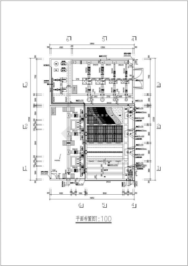 北京市南五环地区某2万吨水厂翻板阀滤池全套设计CAD图纸-图二