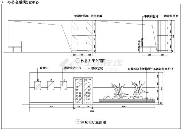 某金融会议中心全套装修CAD图纸-图一