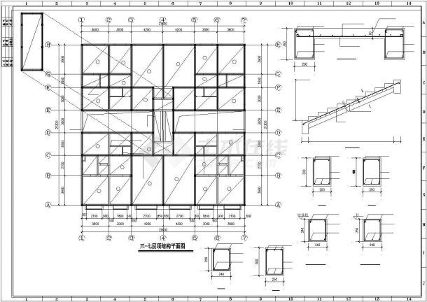 长21.6米宽21.3米6层(底框)砖混住宅楼结构施工图-图二