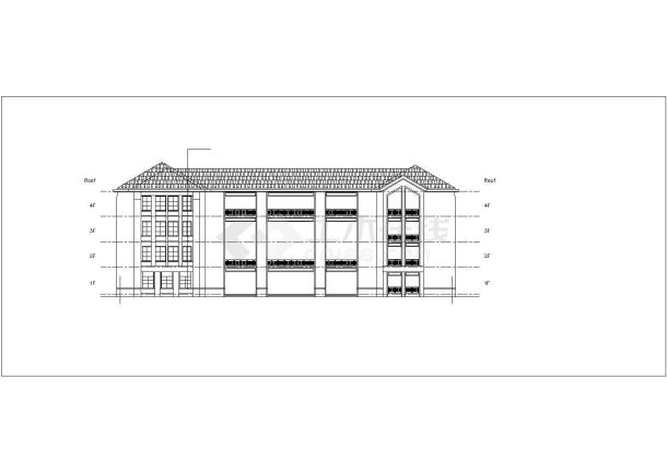 开封市某小学1万平米左右四层框架结构教学楼平立剖面设计CAD图纸-图二