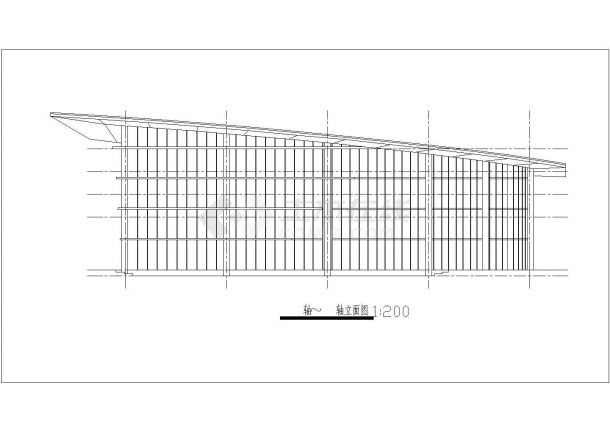 徐州某中学810平米单层钢框架结构多功能大楼平立剖面设计CAD图纸-图二