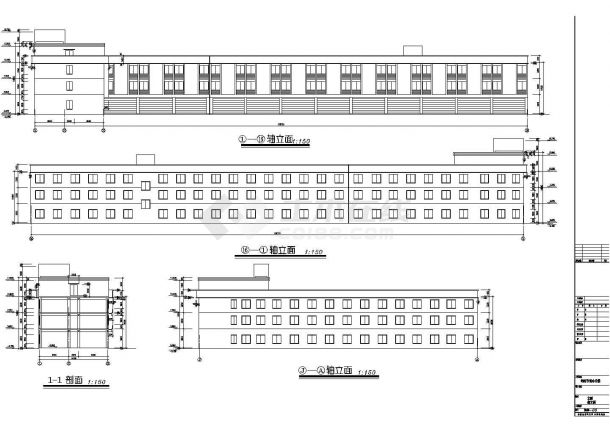 某地钢材市场办公楼建筑平立剖面设计cad施工图-图二