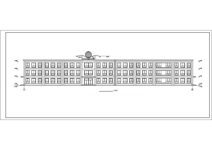 南通市某实验小学4500平米3层框架教学楼平立剖面设计CAD图纸_图1