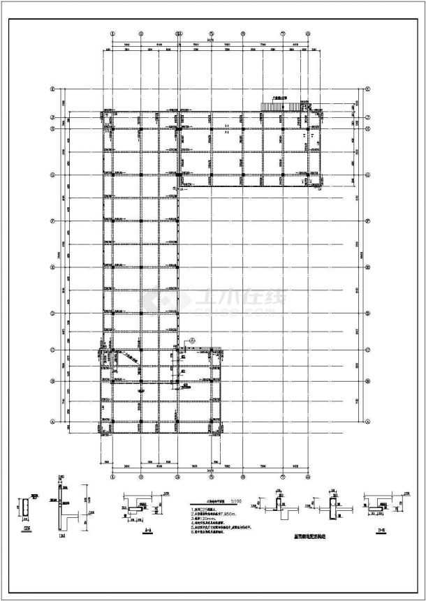 某框架结构多层商店设计cad全套结构施工图-图二