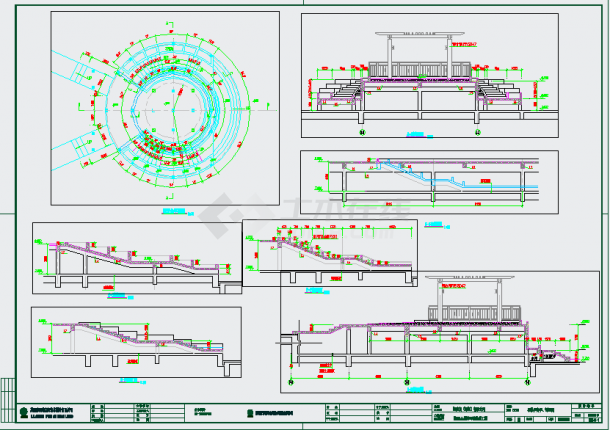 深圳龙华美丽AAA花园全套施工图-观景台平、剖面-图一