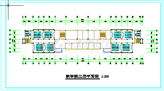 某中学教学楼cad建筑设计施工图-图二