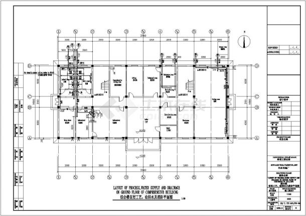 邯郸市某大型污水处理厂2层办公综合楼全套给排水设计CAD图纸-图二
