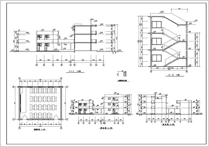 重庆某小学5200平米三层框架结构教学楼建筑设计CAD图纸（含图）_图1