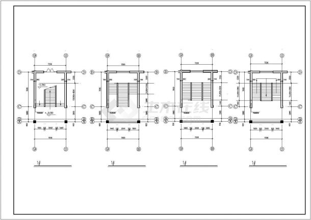 合肥市某实验小学4800平米四层框架结构教学楼建筑设计CAD图纸-图二